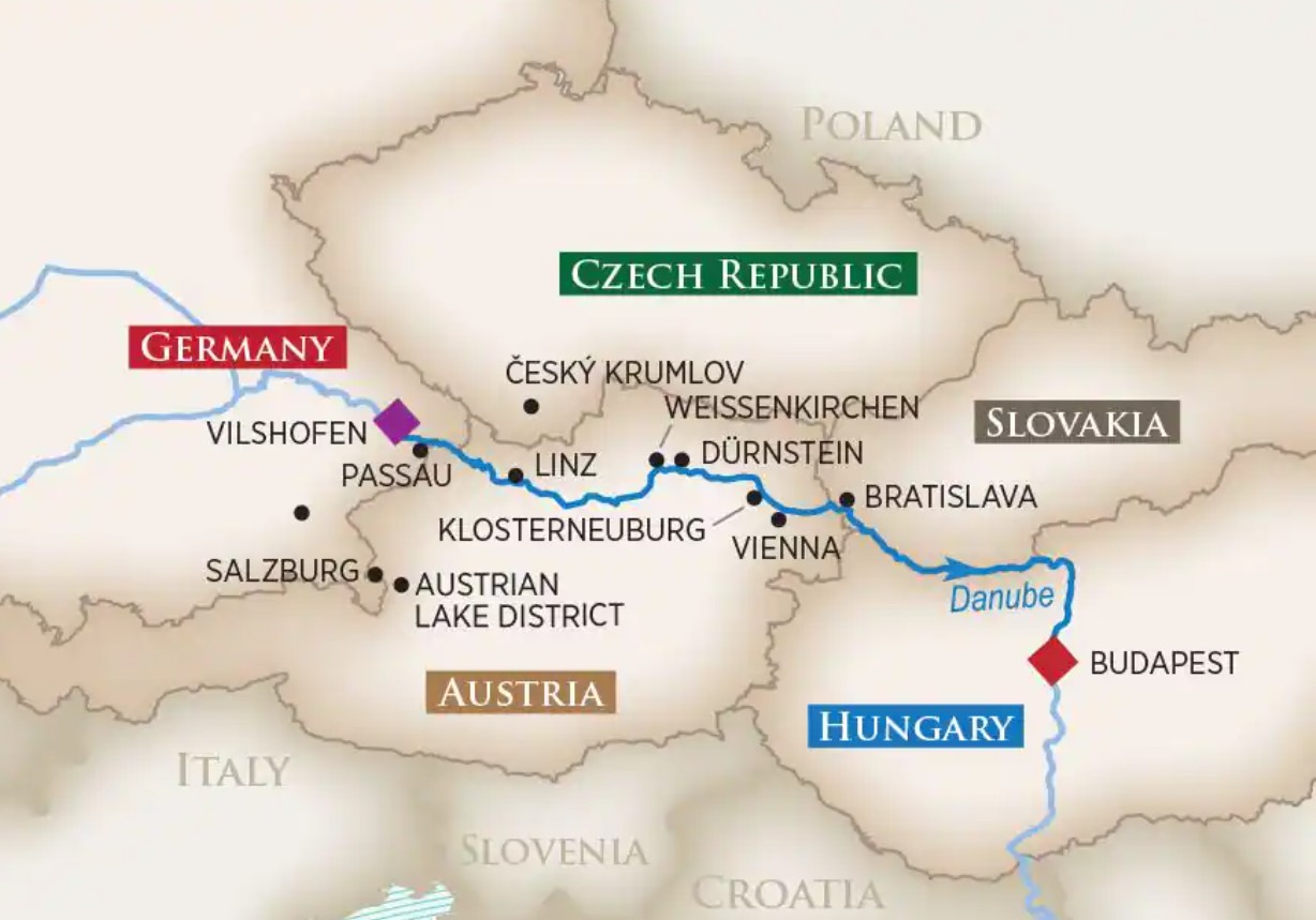Romantic Danube_AmaWaterways Map